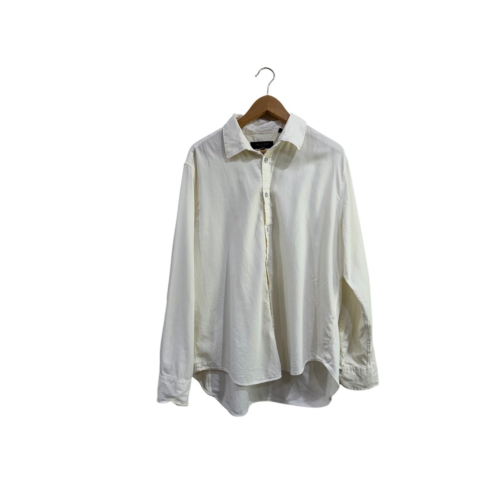 Rag & Bone Men XXL Ivory Cotton Pique Long Sleeve Button Down Shirt